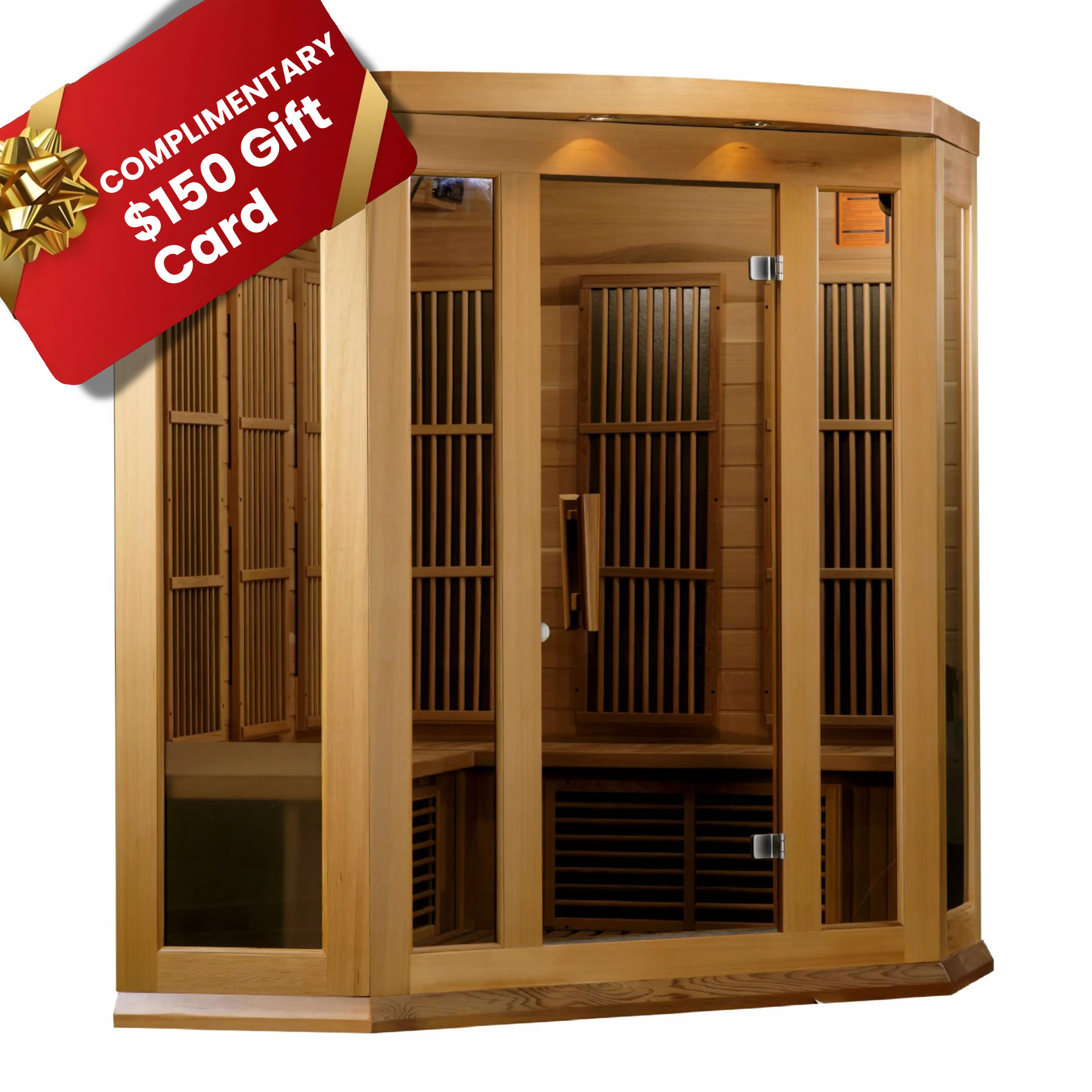 Maxxus 3 Person Corner Near Zero EMF FAR Infrared Canadian Red Cedar Indoor Sauna (MX-K356-01-ZF CED)