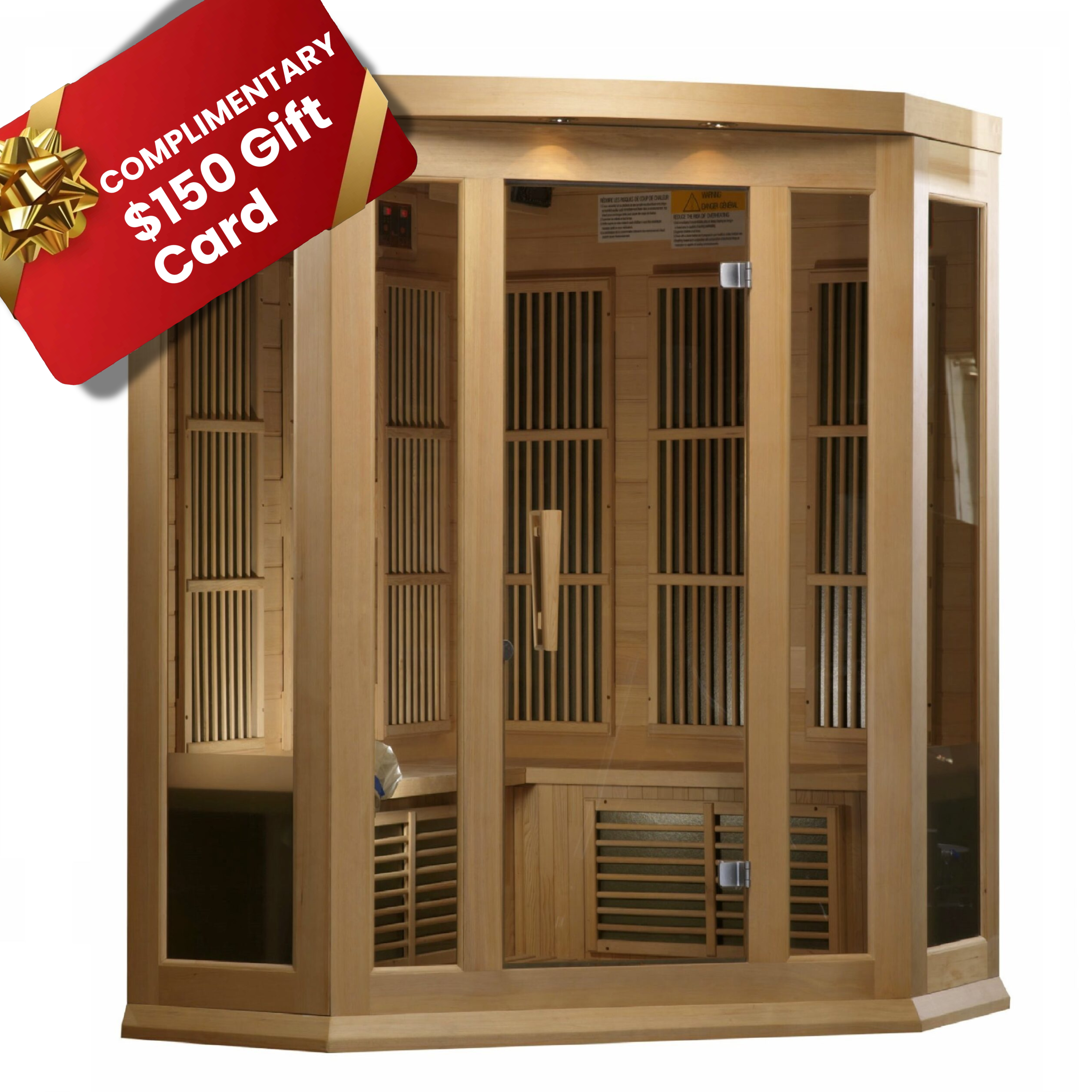 Maxxus 3 Person Corner FAR Infrared Dry Indoor Sauna, Natural Hemlock (MX-K356-01)