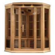 Maxxus 3 Person Corner Near Zero EMF FAR Infrared Dry Indoor Sauna in Canadian Hemlock (MX-K356-01-ZF)