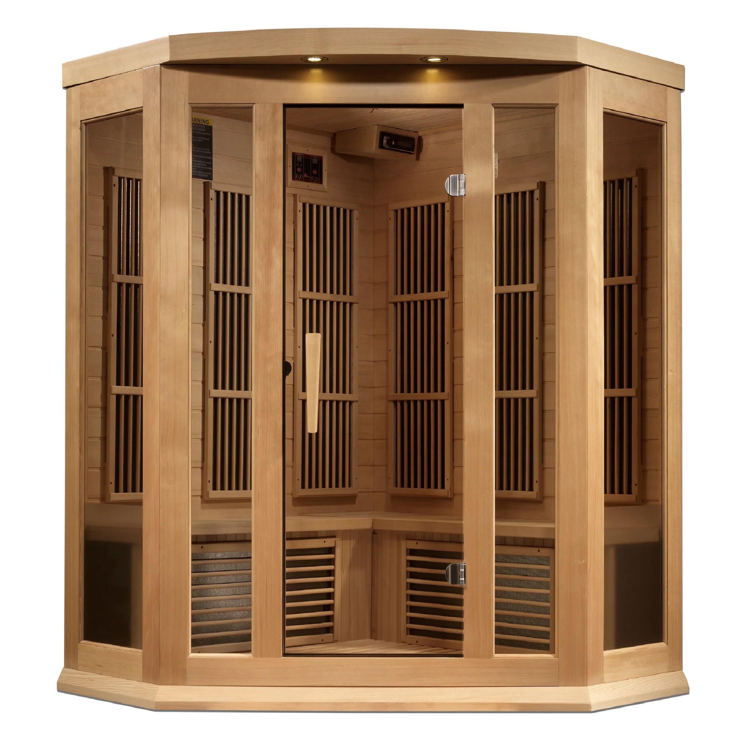 Maxxus 3 Person Corner Near Zero EMF FAR Infrared Dry Indoor Sauna in Canadian Hemlock (MX-K356-01-ZF)