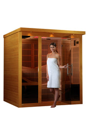 Dynamic Saunas Near Zero EMF Far IR Indoor Sauna 6 Person, Natural Hemlock (DYN-6996-01)