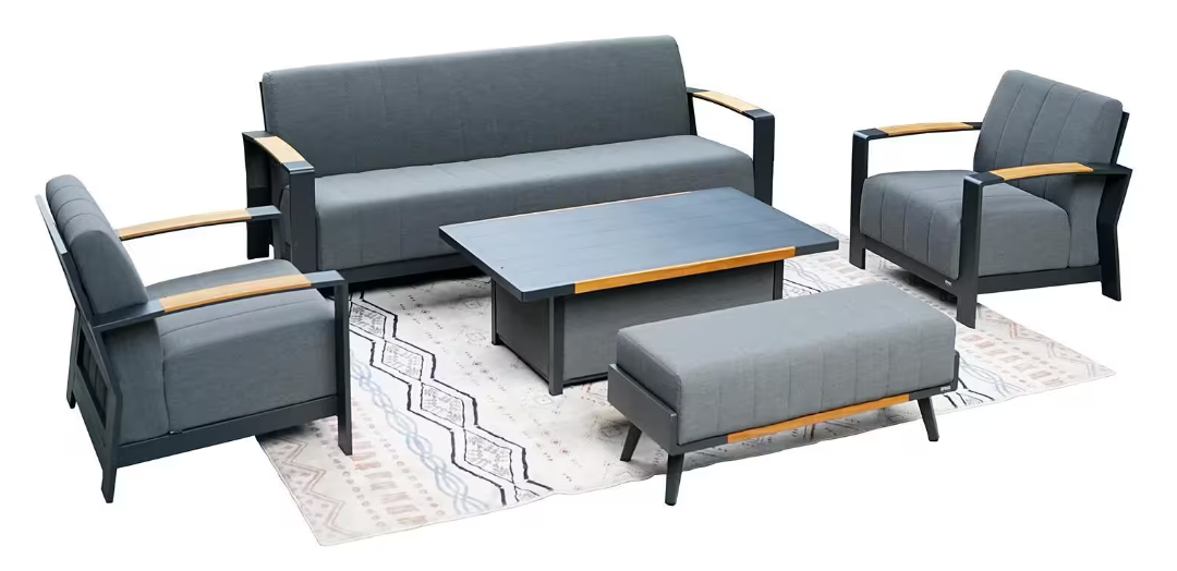 Direct Wicker Caleb Dark Gray 5-Piece Aluminum Patio Conversation Set with Acrylic Cushions