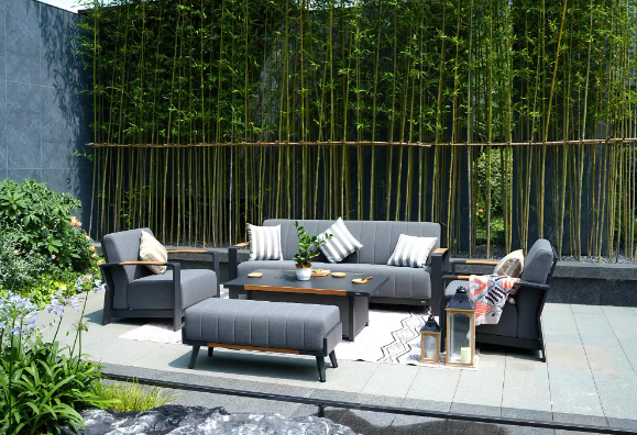 Direct Wicker Caleb Dark Gray 5-Piece Aluminum Patio Conversation Set with Acrylic Cushions