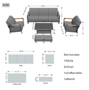 Direct Wicker Caleb Dark Gray 5-Piece Aluminum Patio Conversation Set with Acrylic Cushions