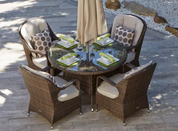 Direct Wicker Patio 5-Piece Round Dining Set with Removable Cushions