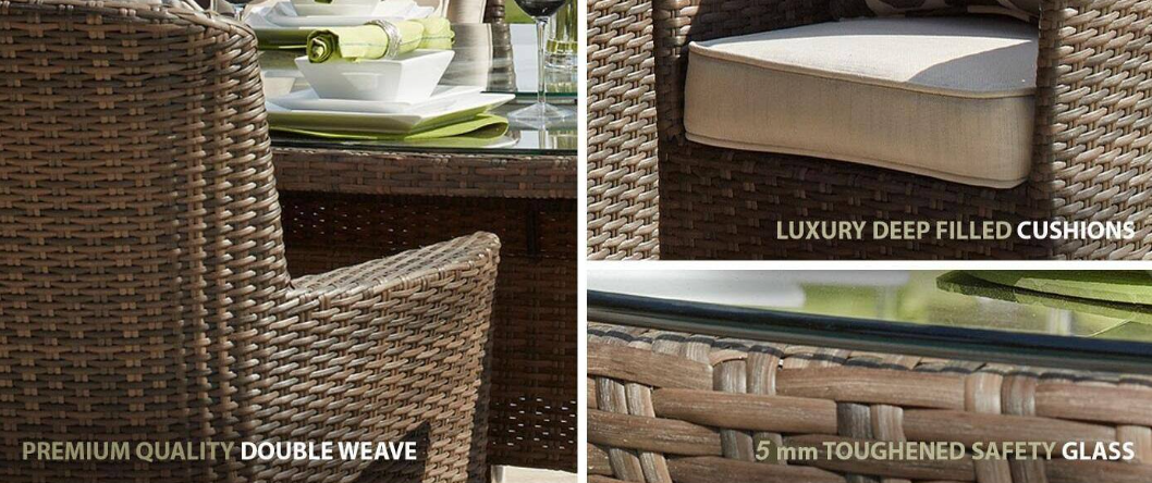 Ozark Brown 7-Piece Wicker Rectangular Outdoor Dining Set with Beige Cushion