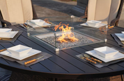 Direct Wicker Turnbury Large 70.8 in. Propane Round Brown Wicker Gas Fire Pit Table with Tempered Glass Surround