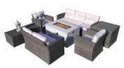 Direct Wicker Moda Furnishings Winner 8-Piece Wicker Patio Conversation Set with Gray Cushions