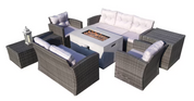 Direct Wicker Moda Furnishings Winner 8-Piece Wicker Patio Conversation Set with Gray Cushions