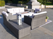 Direct Wicker Moda Furnishings Winner 8-Piece Wicker Patio Conversation Set with Gray Cushions