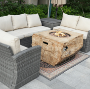 Direct Wicker 44-Inch Rectangular Tree Stump Propane Fire Pit Table