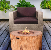 Direct Wicker Round Fire Pit Table, Terrafab Material Outdoor Fire Pit Table, Gas Fire Pit Dining Table | Model PAG-2180