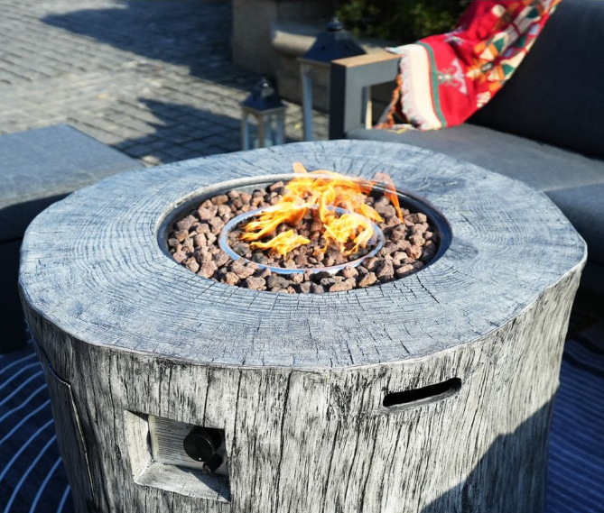 Direct Wicker Round Fire Pit Table, Terrafab Material Outdoor Fire Pit Table, Gas Fire Pit Dining Table | Model PAG-2180