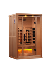 Golden Designs 2 Person Full-Spectrum Near Zero EMF FAR Infrared Indoor Sauna with Himalayan Salt Bar, Canadian Hemlock (GDI-8020-02)