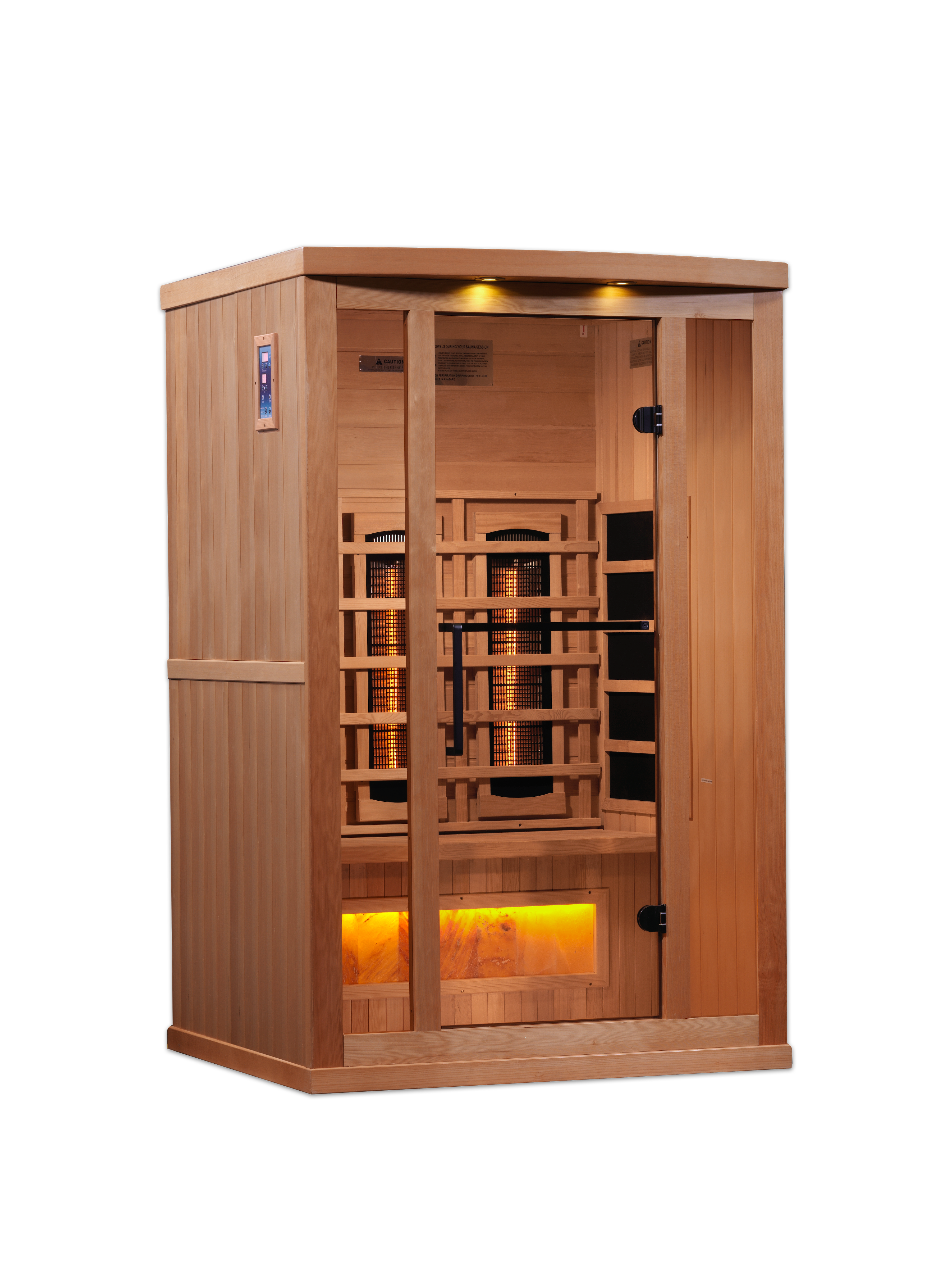 Golden Designs 2 Person Full-Spectrum Near Zero EMF FAR Infrared Indoor Sauna with Himalayan Salt Bar, Canadian Hemlock (GDI-8020-02)