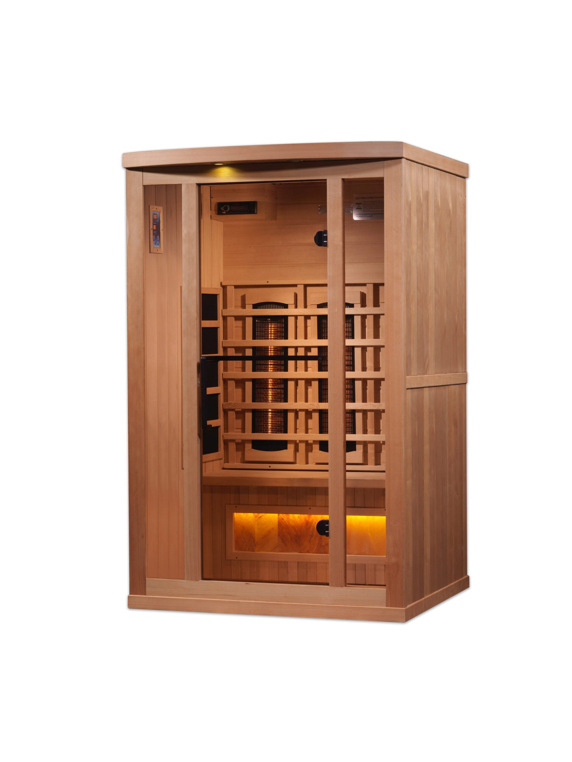 Golden Designs 2 Person Full-Spectrum Near Zero EMF FAR Infrared Indoor Sauna with Himalayan Salt Bar, Canadian Hemlock (GDI-8020-02)