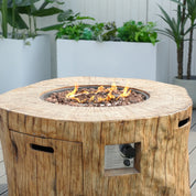 Direct Wicker Round Fire Pit Table, Terrafab Material Outdoor Fire Pit Table, Gas Fire Pit Dining Table | Model PAG-2180