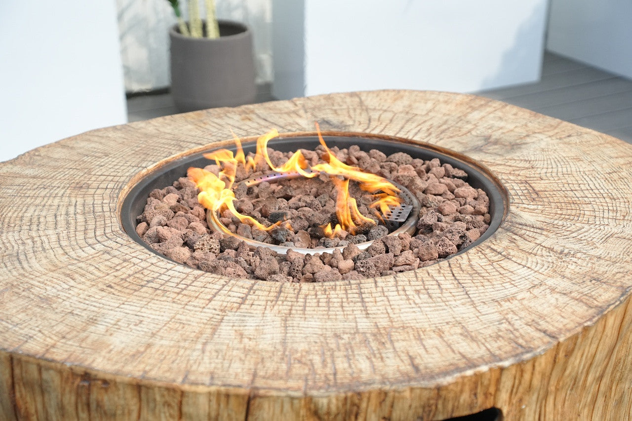 Direct Wicker Round Fire Pit Table, Terrafab Material Outdoor Fire Pit Table, Gas Fire Pit Dining Table | Model PAG-2180