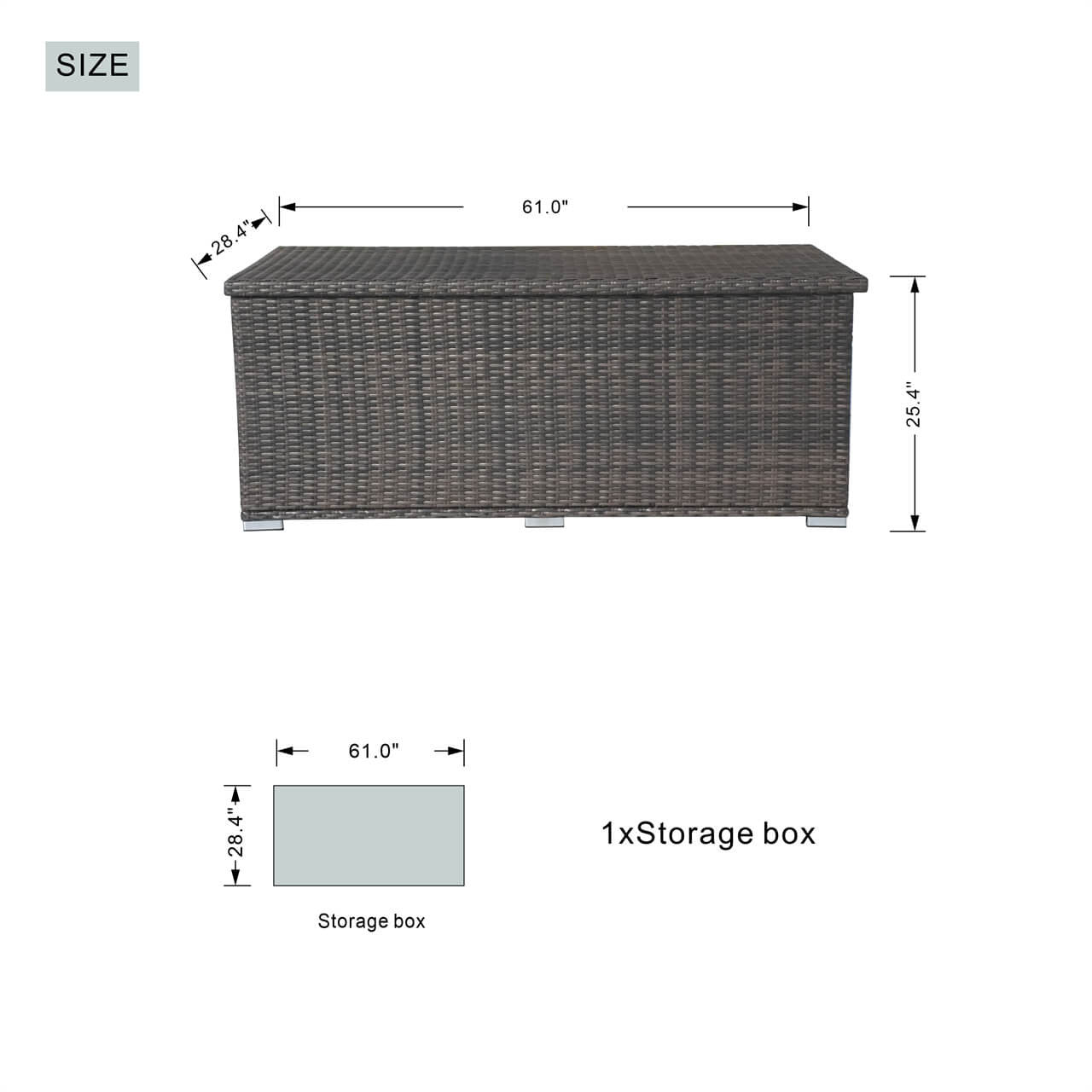 Outdoor Iron Rattan Storage Box - PA-3256-I