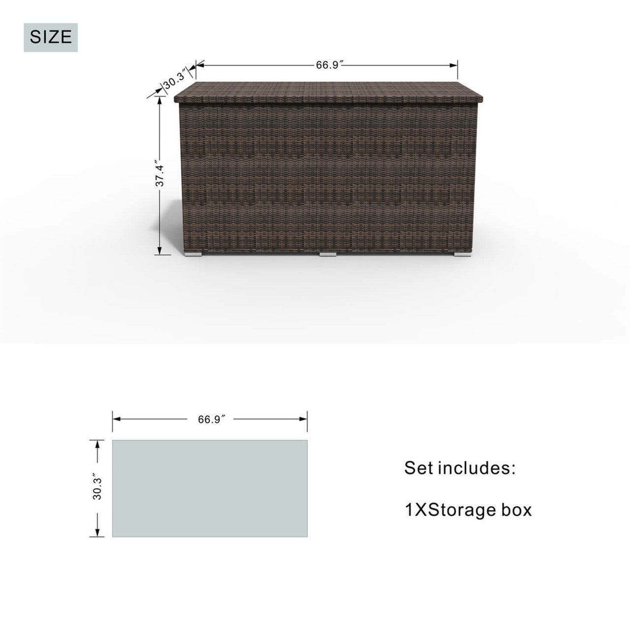 Outdoor Iron Rattan Storage Box - PA-3256-I