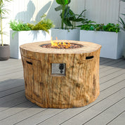 Direct Wicker Round Fire Pit Table, Terrafab Material Outdoor Fire Pit Table, Gas Fire Pit Dining Table | Model PAG-2180