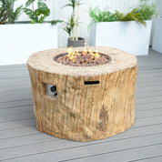 Direct Wicker Round Fire Pit Table, Terrafab Material Outdoor Fire Pit Table, Gas Fire Pit Dining Table | Model PAG-2180