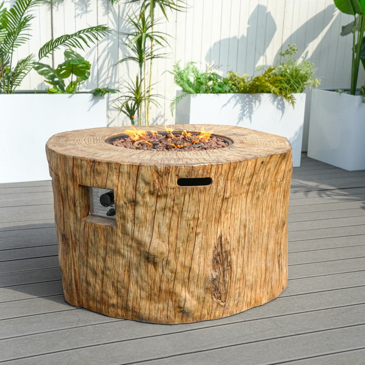 Direct Wicker Round Fire Pit Table, Terrafab Material Outdoor Fire Pit Table, Gas Fire Pit Dining Table | Model PAG-2180