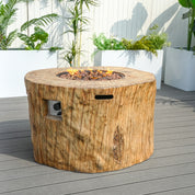 Direct Wicker Round Fire Pit Table, Terrafab Material Outdoor Fire Pit Table, Gas Fire Pit Dining Table | Model PAG-2180