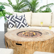 Direct Wicker Round Fire Pit Table, Terrafab Material Outdoor Fire Pit Table, Gas Fire Pit Dining Table | Model PAG-2180