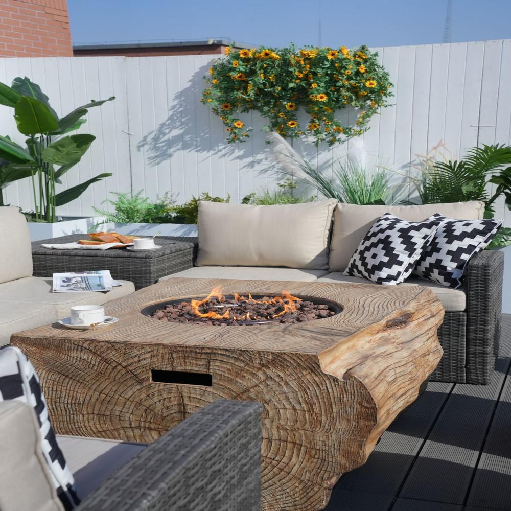 Direct Wicker Moda Furnishings 7-Piece Patio Wicker Furniture,Fire Pit Table And Sofa Set