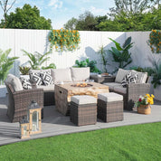 Direct Wicker Moda Furnishings 7-Piece Patio Wicker Furniture,Fire Pit Table And Sofa Set